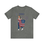 Let's Be Patriotic Flags and Fireworks Lady 4th of July Short Sleeve T-Shirt