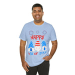 Patriotic Gnomes Sending a Happy 4th of July Short Sleeve T-Shirt