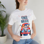 Land of the Free Home of the Brave Bears and Trucks 4th of July Short Sleeve T-Shirt