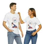 Let's Get Lit Lady Flags and Fireworks 4th of July Short Sleeve T-Shirt