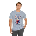 Cute Brave and Free Patriotic Cat on the 4th of July Short Sleeve T-Shirt