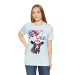 Mother Moo Patriotic USA Cow 4th of July Short Sleeve T-Shirt