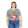 Patriotic Lips Being Funny on the 4th of July Short Sleeve T-Shirt