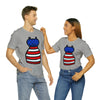 Patriotic Red, White and Blue Lady Casual Dress 4th of July Short Sleeve T-Shirt