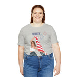 Cute Patriotic and Free Lady Celebrating the 4th of July Short Sleeve T-Shirt