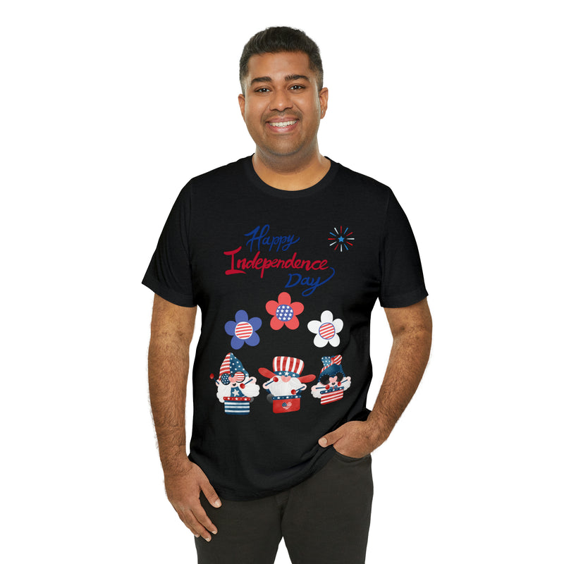 Happy Independence Day From the Rocking Gnome Band Celebrating the 4th of July Short Sleeve T-Shirt