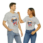 Cute Brave and Free Patriotic Dog on the 4th of July Short Sleeve T-Shirt