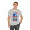 Brave and Patriotic Gnome on the 4th of July Short Sleeve T-Shirt