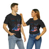 Freedom and Fireworks Patriotic Truck Let's Get Lit on the 4th of July Short Sleeve T-Shirt