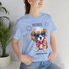 Cute Brave and Free Patriotic Dog on the 4th of July Short Sleeve T-Shirt