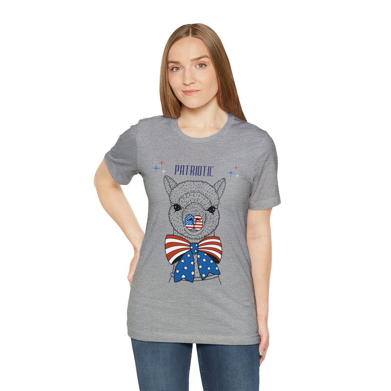 Patriotic Llama Love on the 4th of July Short Sleeve T-Shirt