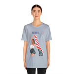 Cute Patriotic and Free Lady Celebrating the 4th of July Short Sleeve T-Shirt