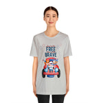 Land of the Free Home of the Brave Bears and Trucks 4th of July Short Sleeve T-Shirt