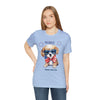 Cute Brave and Free Patriotic Dog on the 4th of July Short Sleeve T-Shirt