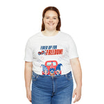 Fired Up for Freedom Gnomes and Trucks 4th of July Short Sleeve T-Shirt