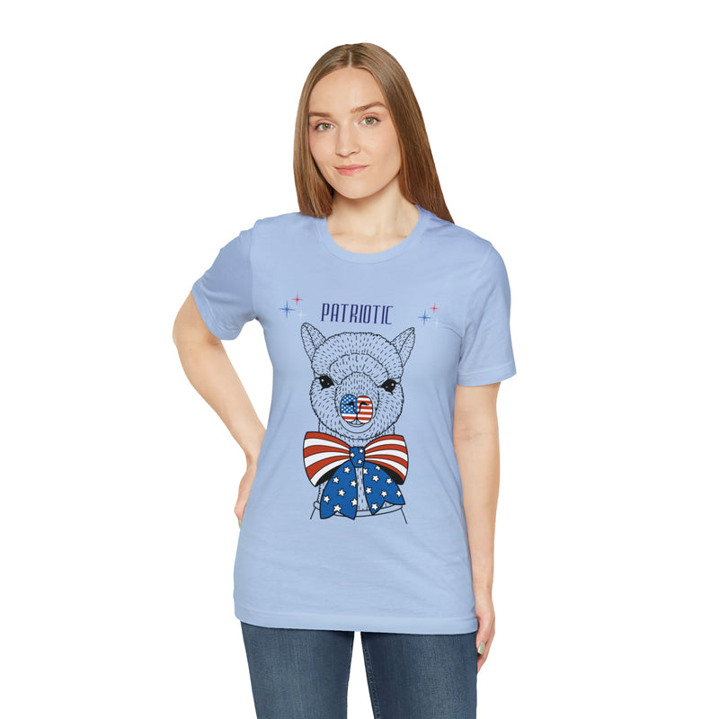 Patriotic Llama Love on the 4th of July Short Sleeve T-Shirt