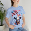 Mother Moo Patriotic USA Cow 4th of July Short Sleeve T-Shirt