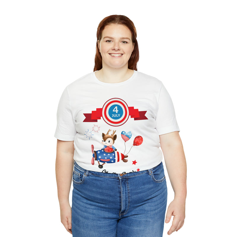 Oh My Stars! Chipmunk and Fireworks 4th of July Short Sleeve T-Shirt