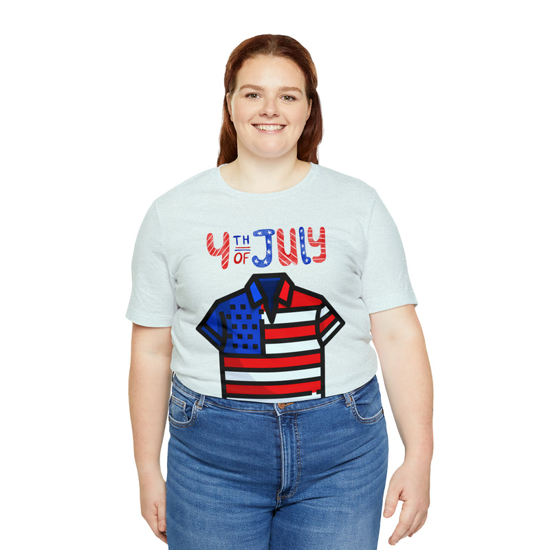 Patriotic Red, White and Blue Casual Shirt 4th of July Short Sleeve T-Shirt