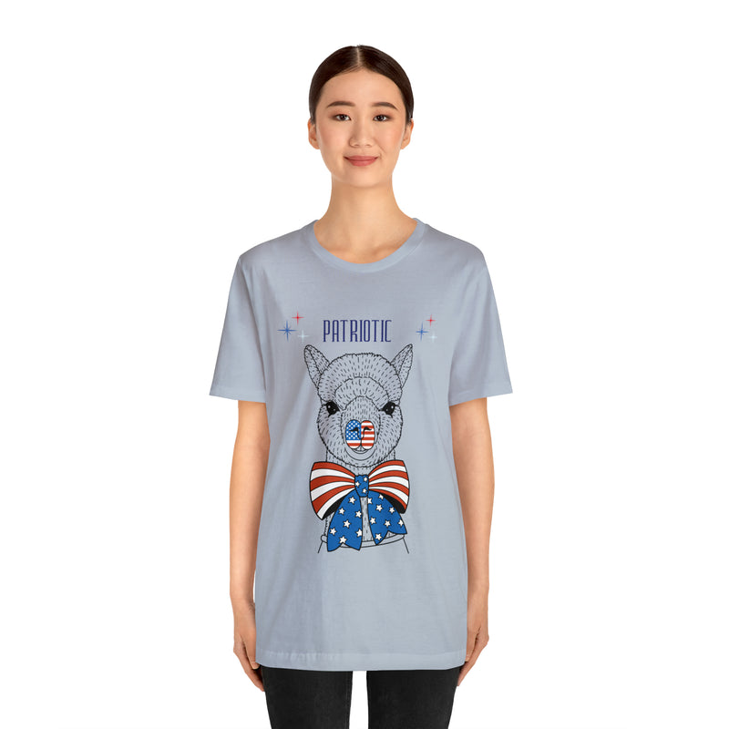 Patriotic Llama Love on the 4th of July Short Sleeve T-Shirt