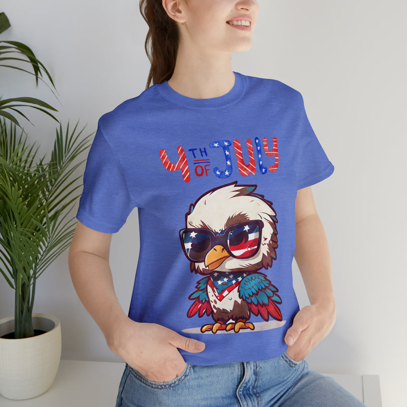 4th of July Little Cool Patriotic Eagle 4th of July Short Sleeve T-Shirt