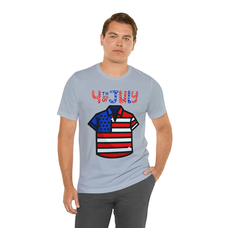 Patriotic Red, White and Blue Casual Shirt 4th of July Short Sleeve T-Shirt