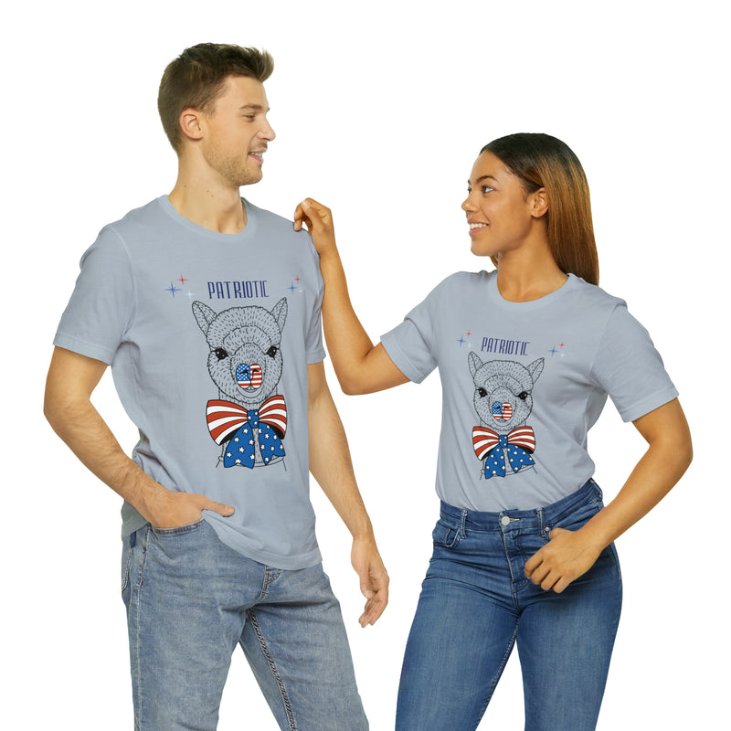 Patriotic Llama Love on the 4th of July Short Sleeve T-Shirt