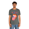 Patriotic Lips Being Funny on the 4th of July Short Sleeve T-Shirt