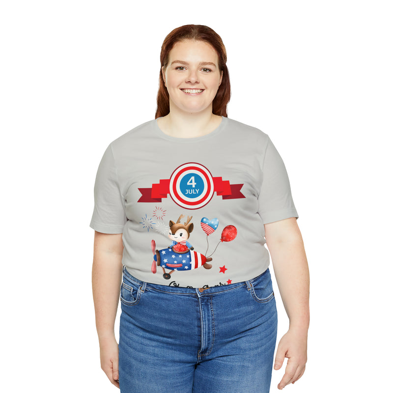 Oh My Stars! Chipmunk and Fireworks 4th of July Short Sleeve T-Shirt