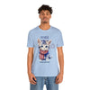 Cute Brave and Free Patriotic Cat on the 4th of July Short Sleeve T-Shirt