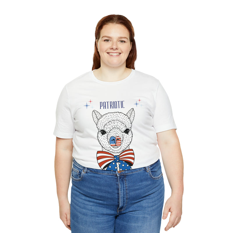 Patriotic Llama Love on the 4th of July Short Sleeve T-Shirt