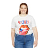 Patriotic Lips Being Funny on the 4th of July Short Sleeve T-Shirt