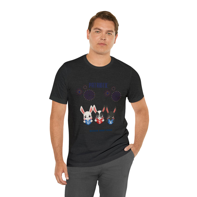 Adorable Patriotic Bunnies Celebrating the 4th of July Short Sleeve T-Shirt