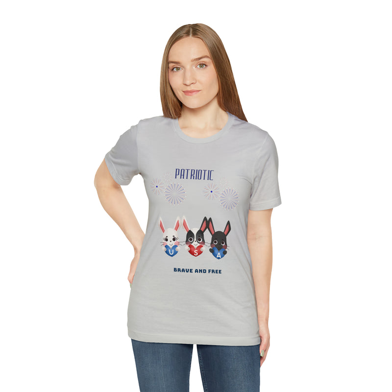 Adorable Patriotic Bunnies Celebrating the 4th of July Short Sleeve T-Shirt