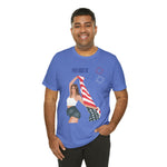 Cute Patriotic and Free Lady Celebrating the 4th of July Short Sleeve T-Shirt