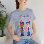 Patriotic and Brave Boys Celebrating 4th of July Short Sleeve T-Shirt