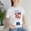 The Joy of Being Patriotic Lady Celebrating the Land of the Free 4th of July Short Sleeve T-Shirt