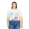 Freedom and Fireworks Patriotic Truck Let's Get Lit on the 4th of July Short Sleeve T-Shirt