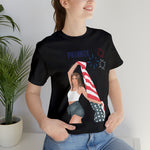 Cute Patriotic and Free Lady Celebrating the 4th of July Short Sleeve T-Shirt