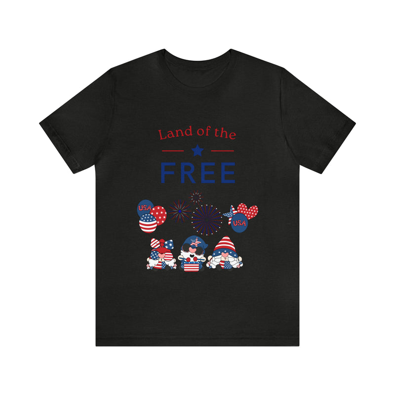 Land of the Free Gnomes Celebrating the 4th of July Short Sleeve T-Shirt