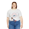 Let's Get Lit Lady Flags and Fireworks 4th of July Short Sleeve T-Shirt