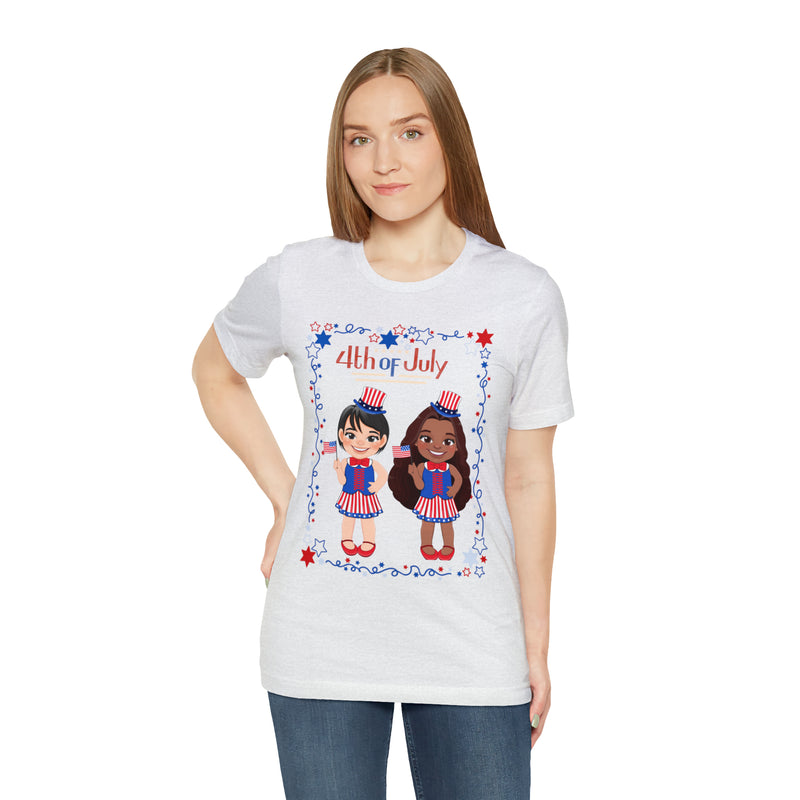 Celebrating 4th of July Patriotic Girls Short Sleeve T-Shirt