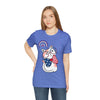 Cute Patriotic Cat Celebrating Freedom in the USA 4th of July Short Sleeve T-Shirt