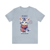 Cute Brave and Free Patriotic Cat on the 4th of July Short Sleeve T-Shirt