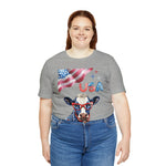 Mother Moo Patriotic USA Cow 4th of July Short Sleeve T-Shirt