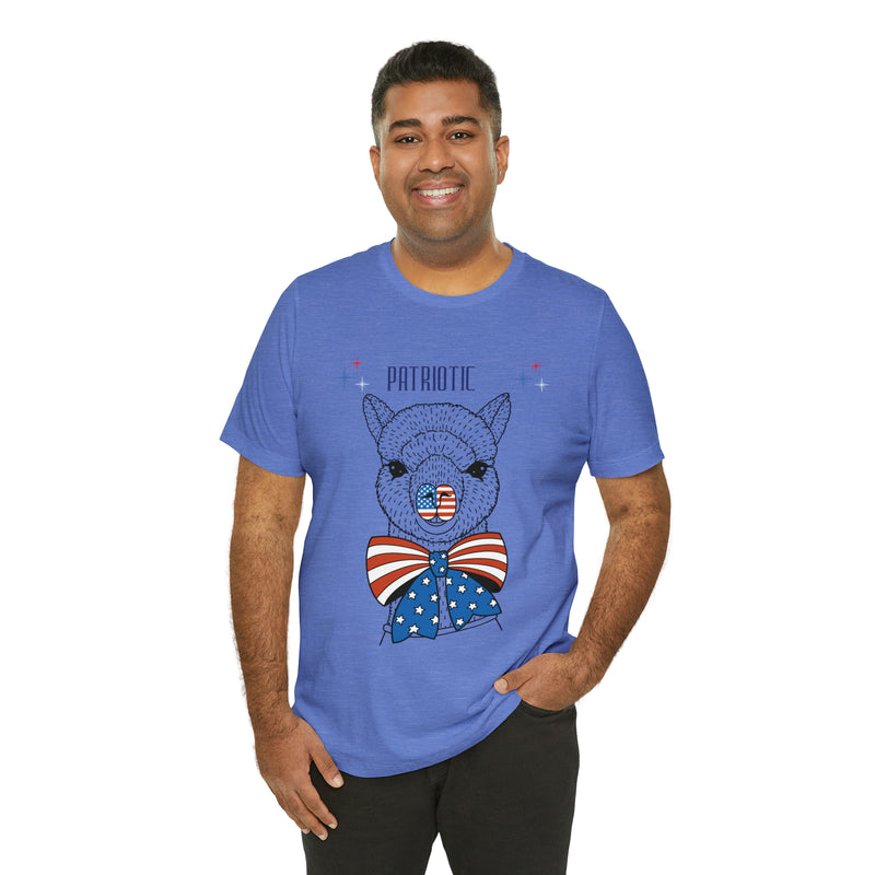 Patriotic Llama Love on the 4th of July Short Sleeve T-Shirt