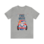 Land of the Free Home of the Brave Bears and Trucks 4th of July Short Sleeve T-Shirt