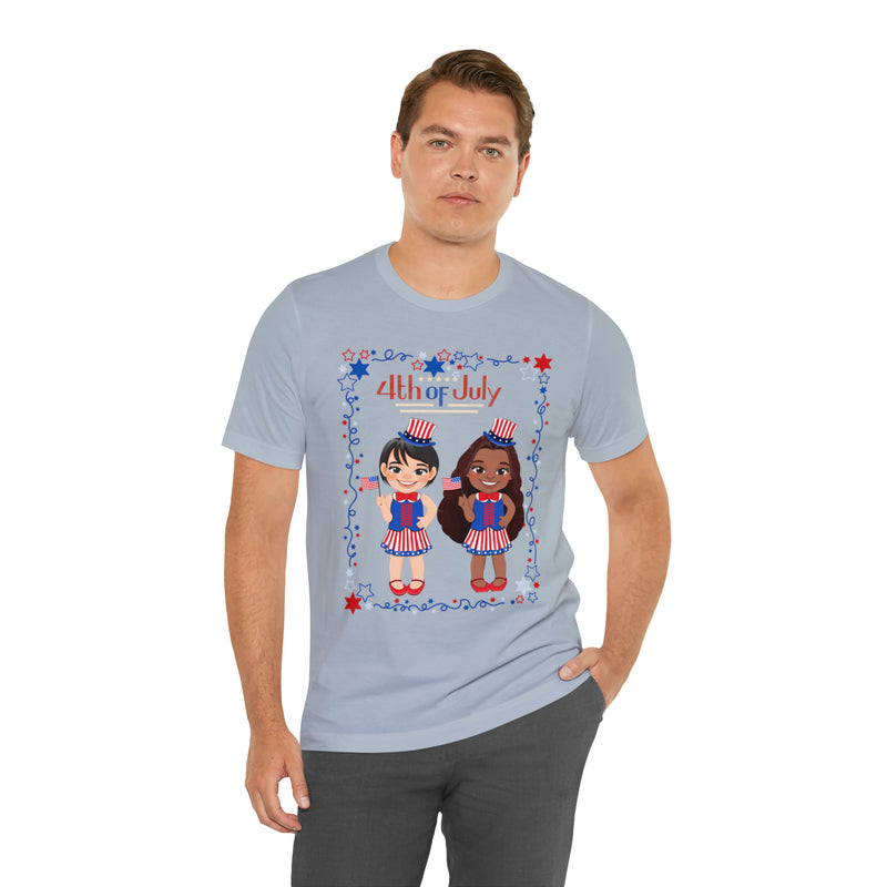 Celebrating 4th of July Patriotic Girls Short Sleeve T-Shirt