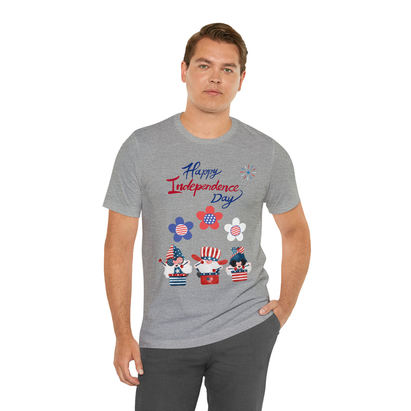 Happy Independence Day From the Rocking Gnome Band Celebrating the 4th of July Short Sleeve T-Shirt