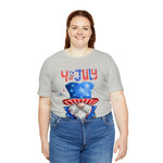 Brave and Patriotic Gnome on the 4th of July Short Sleeve T-Shirt